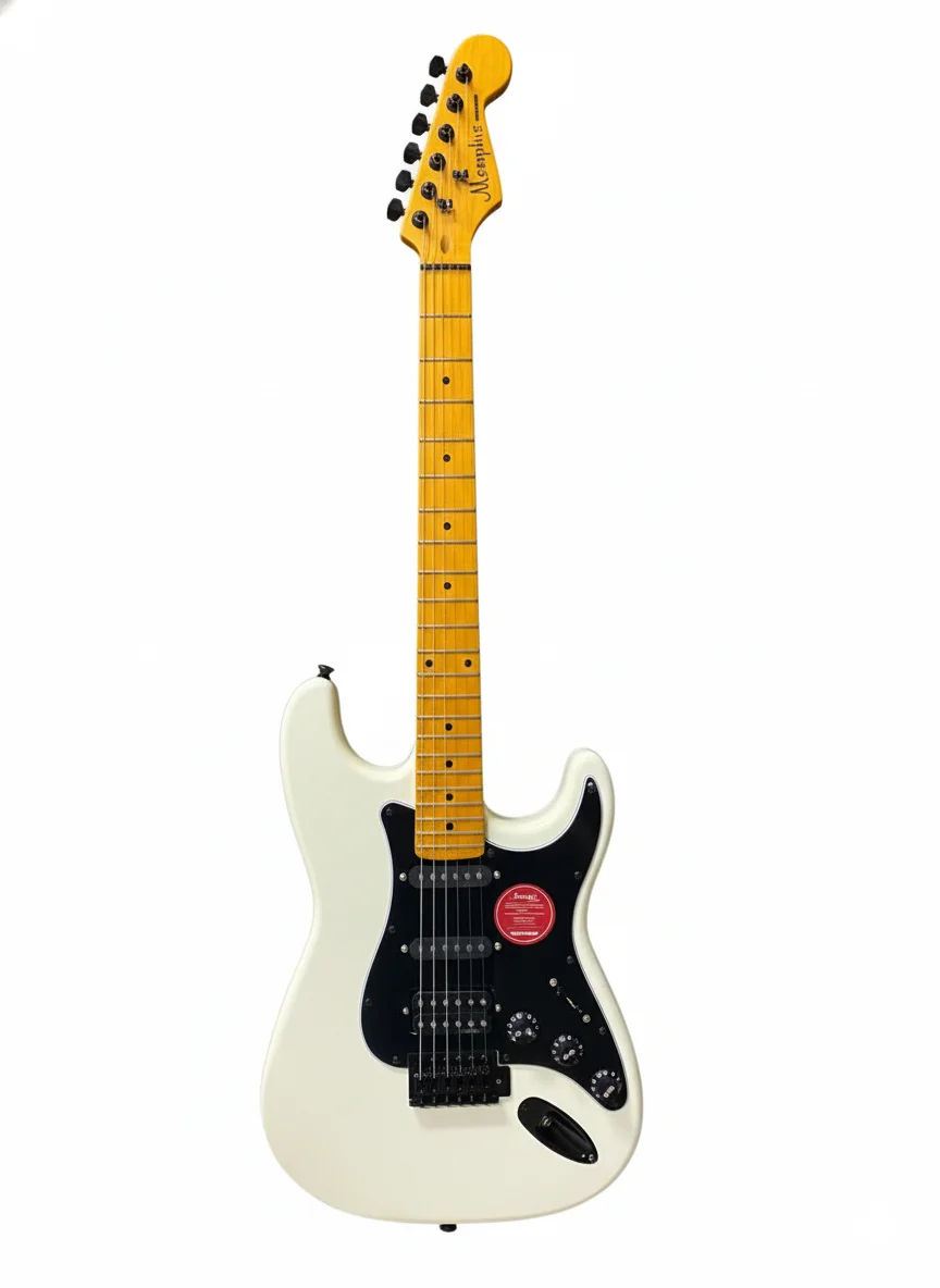 Guitarra Eléctrica Memphis Superstrat HSS - Olympic White & Black Hardware - Image 2
