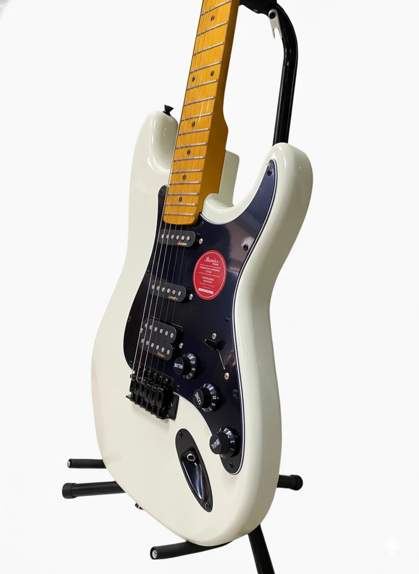 Guitarra Eléctrica Memphis Superstrat HSS - Olympic White & Black Hardware - Image 3